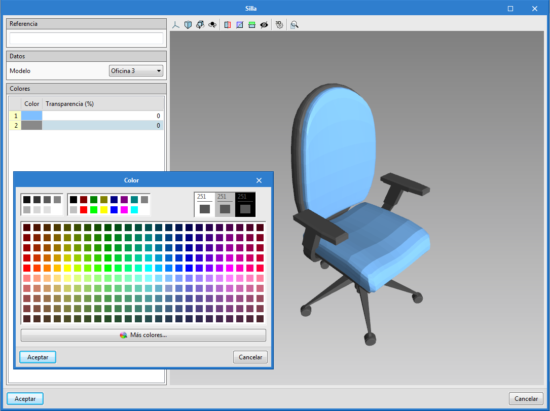 Open BIM Office Furniture. Application interface